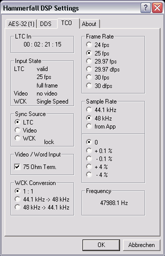 RME TCO Settings